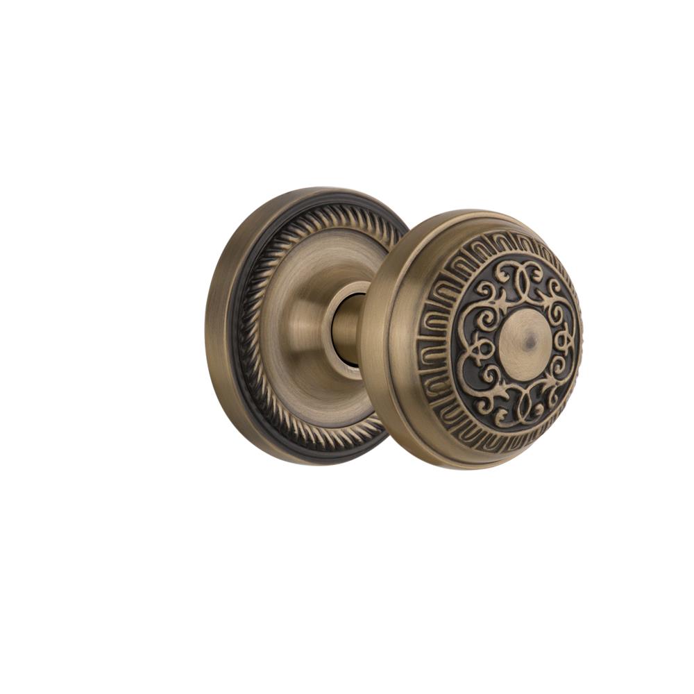 Nostalgic Warehouse ROPEAD Mortise Rope rosette with Egg and Dart Knob in Antique Brass